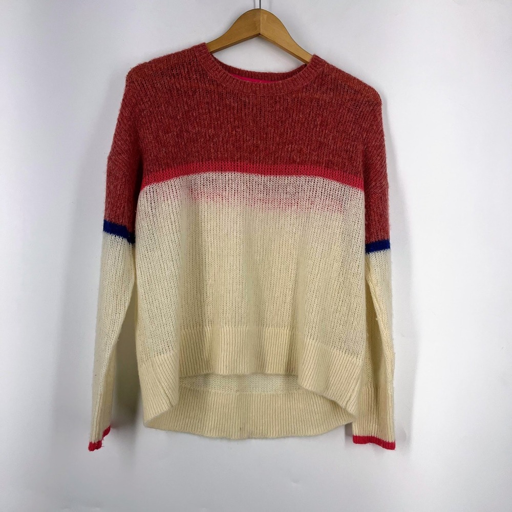 Sundry Womens Colorblock Knit Sweater Cashmere‎ Wool Crew Neck Pullover Size M